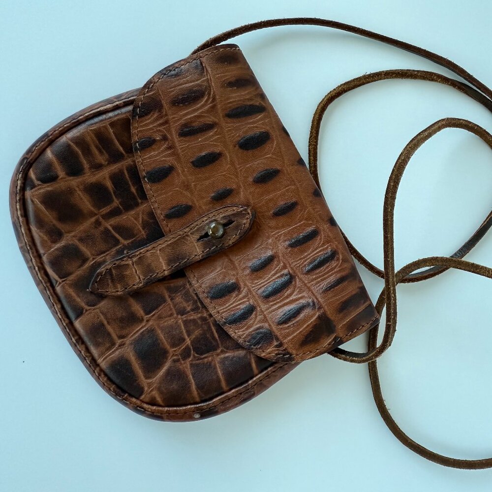 Vintage 1980's Abercrombie & Fitch Leather Save-the-Crocodile Crossbody Bag